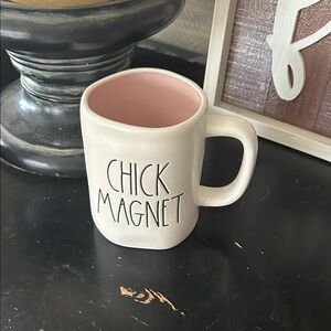 Rae Dunn White Ceramic Mug with Pink Interior - 'Chick Magnet'